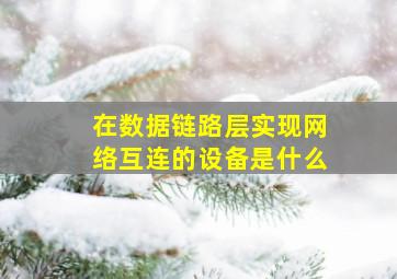 在数据链路层实现网络互连的设备是什么