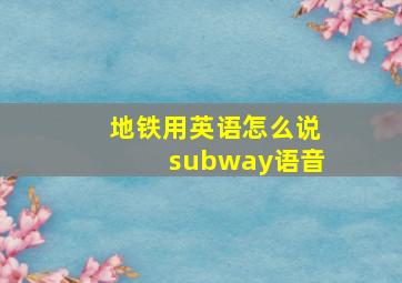 地铁用英语怎么说subway语音