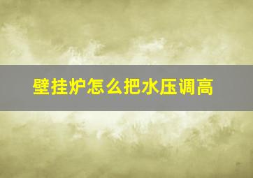 壁挂炉怎么把水压调高