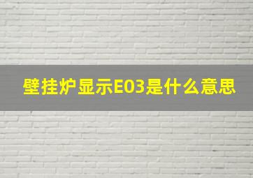 壁挂炉显示E03是什么意思