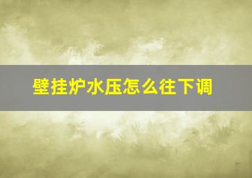 壁挂炉水压怎么往下调