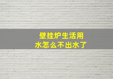 壁挂炉生活用水怎么不出水了