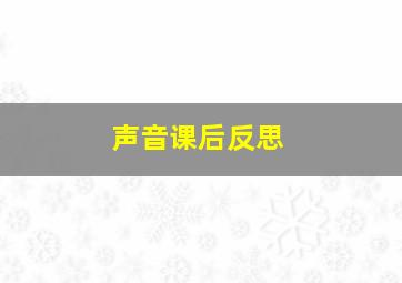 声音课后反思