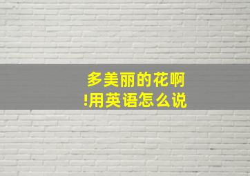 多美丽的花啊!用英语怎么说