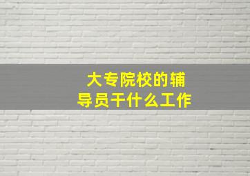 大专院校的辅导员干什么工作