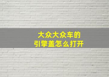 大众大众车的引擎盖怎么打开