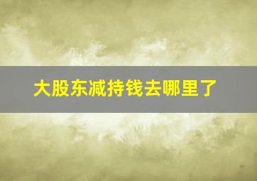 大股东减持钱去哪里了