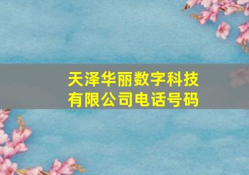 天泽华丽数字科技有限公司电话号码