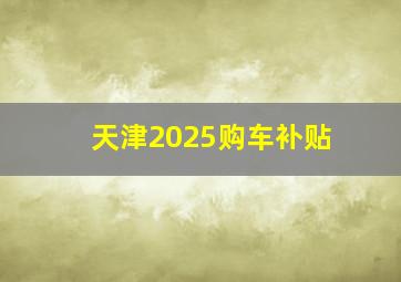 天津2025购车补贴