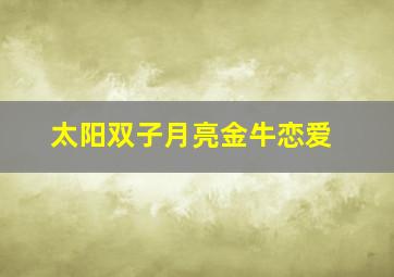 太阳双子月亮金牛恋爱