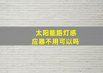 太阳能路灯感应器不用可以吗