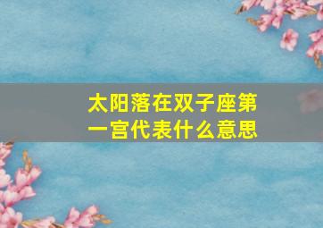 太阳落在双子座第一宫代表什么意思