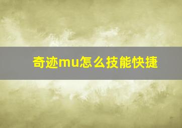 奇迹mu怎么技能快捷