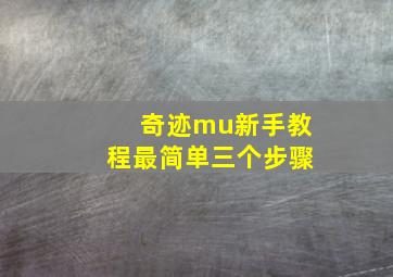 奇迹mu新手教程最简单三个步骤