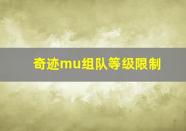 奇迹mu组队等级限制