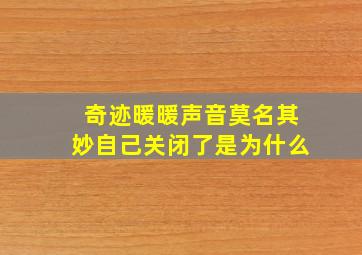 奇迹暖暖声音莫名其妙自己关闭了是为什么