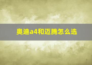 奥迪a4和迈腾怎么选