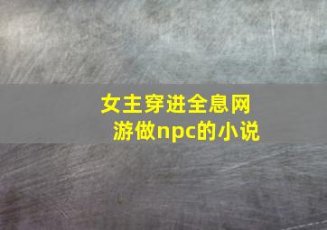 女主穿进全息网游做npc的小说