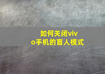 如何关闭vivo手机的盲人模式