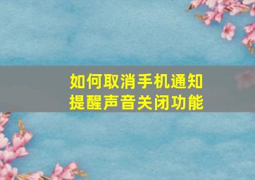 如何取消手机通知提醒声音关闭功能