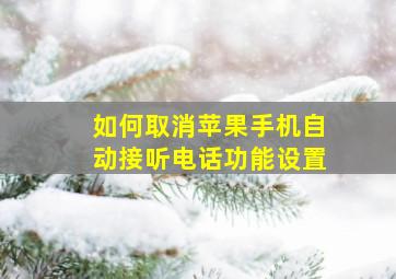 如何取消苹果手机自动接听电话功能设置