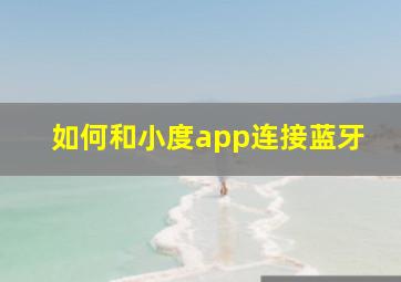 如何和小度app连接蓝牙