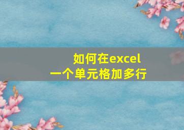 如何在excel一个单元格加多行