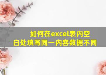 如何在excel表内空白处填写同一内容数据不同