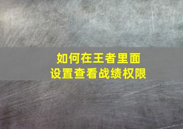 如何在王者里面设置查看战绩权限