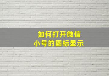 如何打开微信小号的图标显示