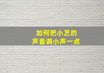 如何把小艺的声音调小声一点