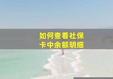 如何查看社保卡中余额明细