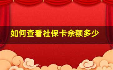 如何查看社保卡余额多少