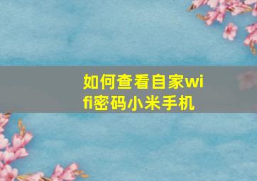 如何查看自家wifi密码小米手机