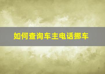 如何查询车主电话挪车