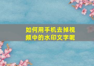 如何用手机去掉视频中的水印文字呢