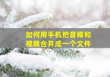 如何用手机把音频和视频合并成一个文件