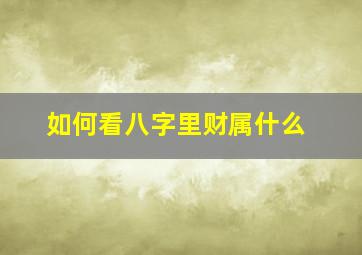 如何看八字里财属什么