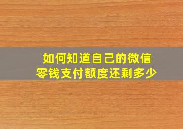 如何知道自己的微信零钱支付额度还剩多少