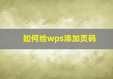 如何给wps添加页码