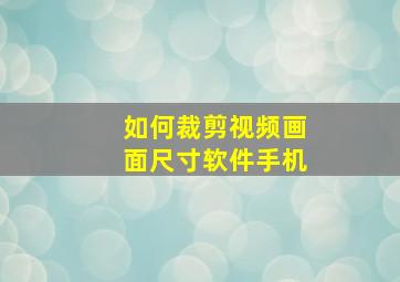 如何裁剪视频画面尺寸软件手机