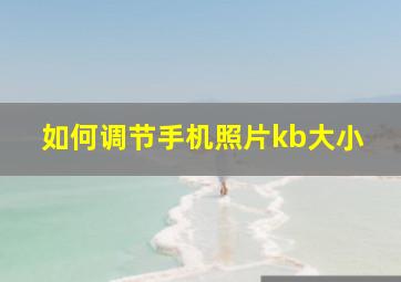 如何调节手机照片kb大小