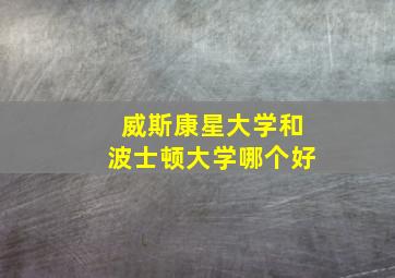 威斯康星大学和波士顿大学哪个好