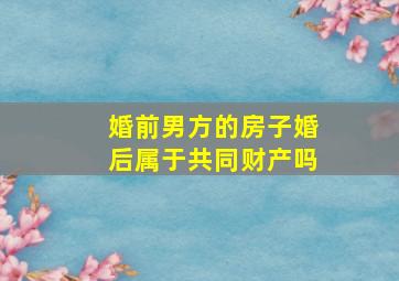 婚前男方的房子婚后属于共同财产吗