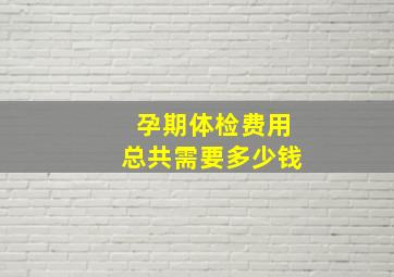 孕期体检费用总共需要多少钱