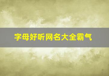 字母好听网名大全霸气