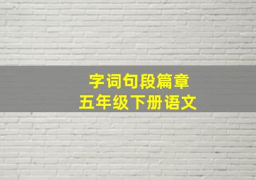 字词句段篇章五年级下册语文