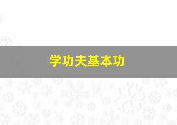 学功夫基本功