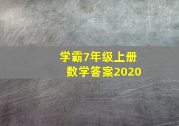 学霸7年级上册数学答案2020