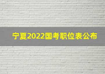 宁夏2022国考职位表公布